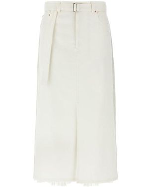 Sacai Gonna denim plissettata - Bianco