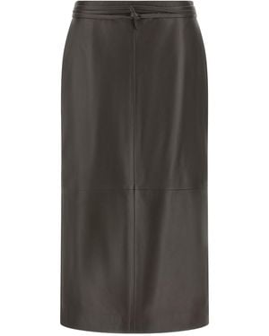 Alberta Ferretti Leather Skirt - Grey