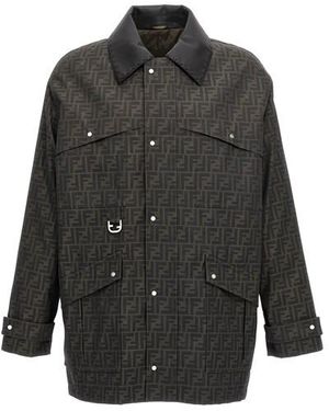 Fendi Giubbotto Ff Jacquard- Uomo - Nero