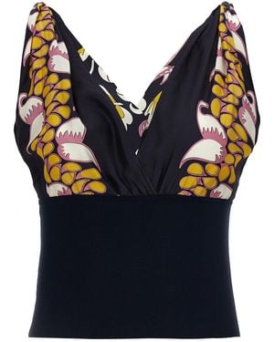 Tory Burch Printed Silk Top - Blue