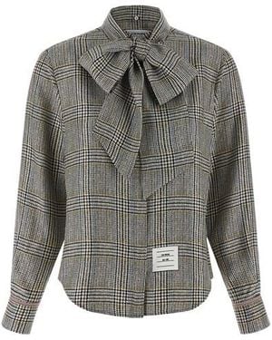 Thom Browne Prince Of Wales Check Shirt - Gray