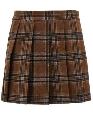 GIUSEPPE DI MORABITO Gonna Tartan Plissé - Marrone