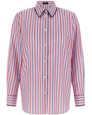 Etro Cotton Jacquard Shirt With Fil Coupé Details - Red