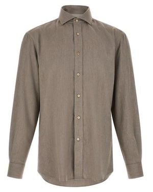 Brunello Cucinelli Camicia Spina Di Pesce - Grigio