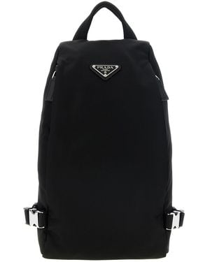 Prada Ein-Schulter-Rucksack Aus Re-Nylon - Schwarz