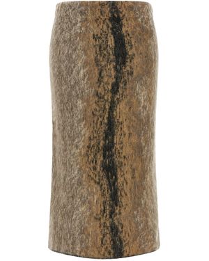 Nude Wool And Alpaca Skirt - Natural