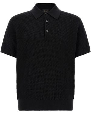 Brioni 'trama' Weaving Polo - Black