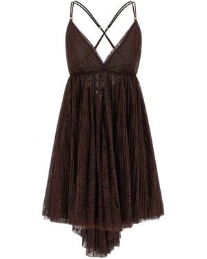 Elisabetta Franchi Lace Mini Dress - Brown