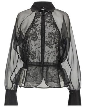 Ermanno Scervino Camicia Seta E Pizzo - Nero