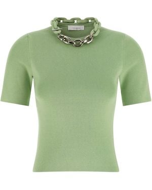 Rabanne Knit Top With Metal Chain Detail - Green