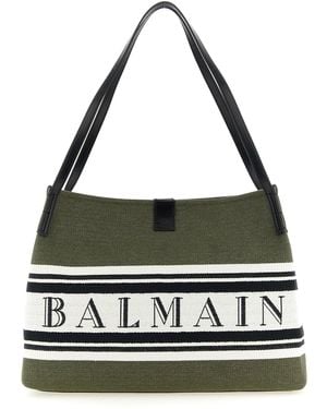 Balmain Borsa Tote Con Logo Ricamato - Nero