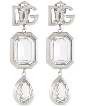 Dolce & Gabbana Pendant Earrings With Crystals - White