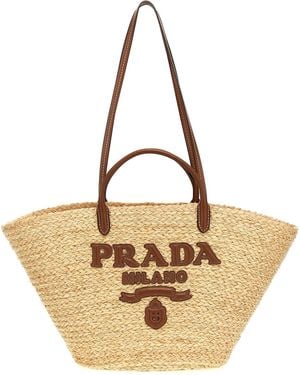 Prada Big Logo Shopping Bag - Metallic