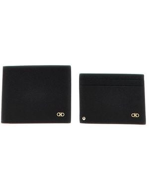 Ferragamo Set portafoglio + portacarte 'Gancio' - Nero