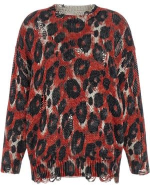 R13 Zerrissener Pullover - Rot