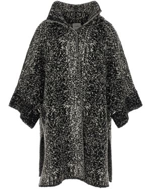 Nude Bouclé Coat - Black