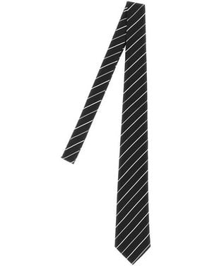 Saint Laurent Cravatta Righe - Nero