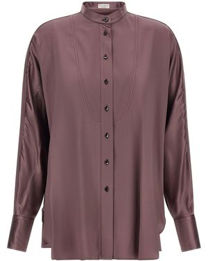Brunello Cucinelli Korean Collar Shirt - Purple