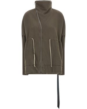 Rick Owens Felpa Con Zip Asimmetrica - Verde