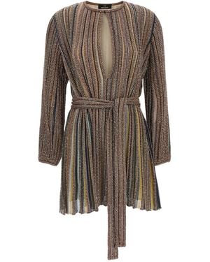 Missoni V-neck And Belt Dress - Brown