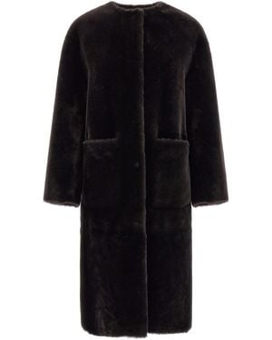 Blancha Langer Pelzmantel - Schwarz