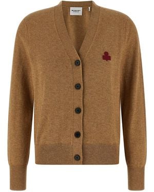 Isabel Marant Cardigan With Embroidered Logo - Brown