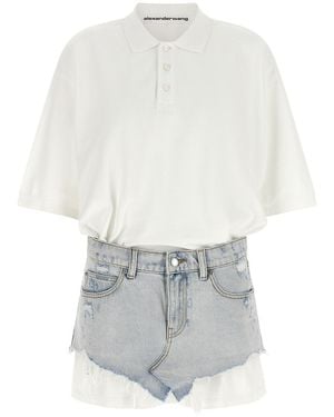 Alexander Wang Denim Skirt Polo Dress - White