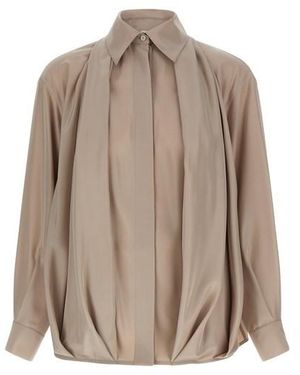 Loewe Camicia Drappeggio Seta - Marrone
