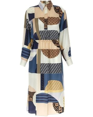 Fendi Patchwork Silk Dress - Multicolour