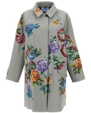 Prada Printed Cotton Trench Coat - Multicolour