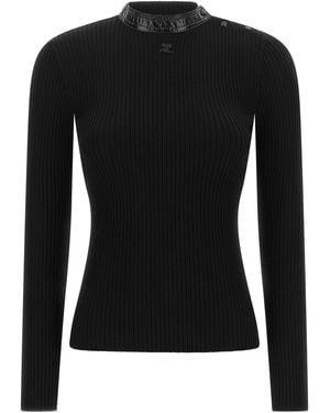 Courreges Pullover Mit Vinylkragen - Schwarz