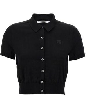 T By Alexander Wang Logo Patch Polo Shirt - Black