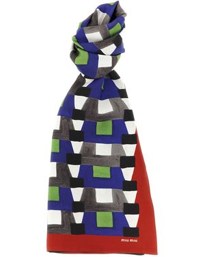 Miu Miu Medium Silk Scarf - Blue