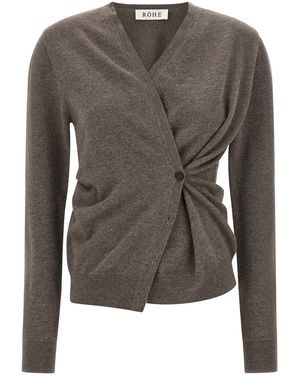 Rohe Asymmetrischer Cardigan "Twisted Ballet" - Grau