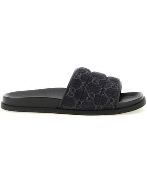 Gucci Gg Denim Slides - Black