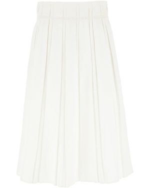 Jil Sander 'Calf Length Box Pleat' Skirt - White