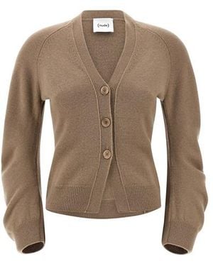 Nude Cardigan Maniche Incurvate - Marrone
