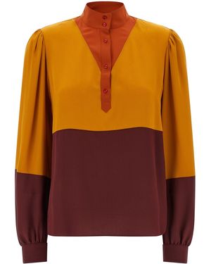Saint Laurent Color-block Blouse - Brown