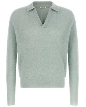 AURALEE Polo 'Baby Suri Alpaca Sheer' - Verde
