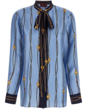 Gucci Lavallière Collar Shirt - Blue