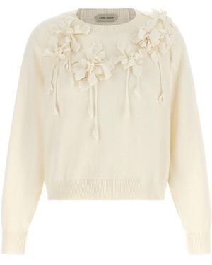 Alberta Ferretti Pullover Mit Blumenstickerei - Natur