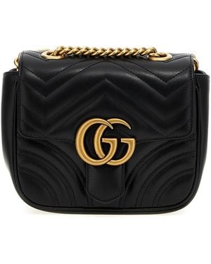 Gucci 'Gg Marmont' Mini Crossbody Bag - Black