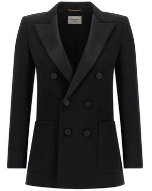 Saint Laurent Blazer Revers Raso - Nero