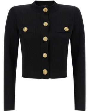 Balmain Cropped Cardigan - Black