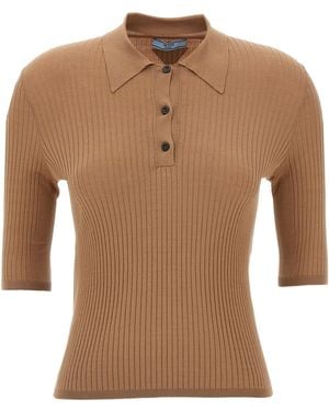 Prada Cotton Polo Shirt - Brown