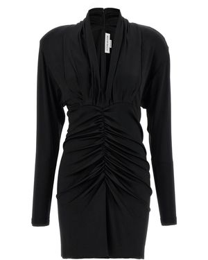 Victoria Beckham Kleid "Long Sleeve Ruched Mini" - Schwarz