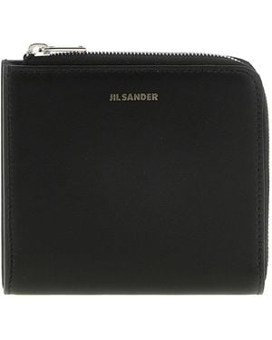 Jil Sander Leather Wallet With Embossed Logo - Black
