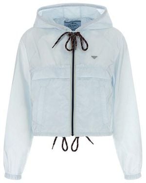 Prada Giacca Crop Re-Nylon Piuma - Blu