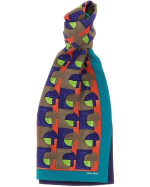 Miu Miu Medium Silk Scarf - Blue