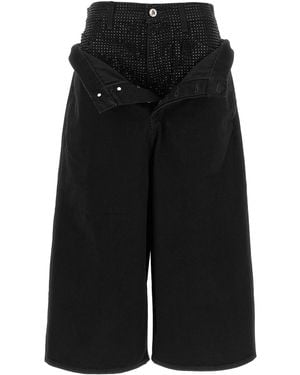 The Attico Crystal Insert Jeans - Black